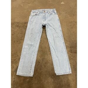 Wrangler Cowboy Cut 13MWZGH Jeans Mens 32x30 Light Blue Straight Leg Zip Fly